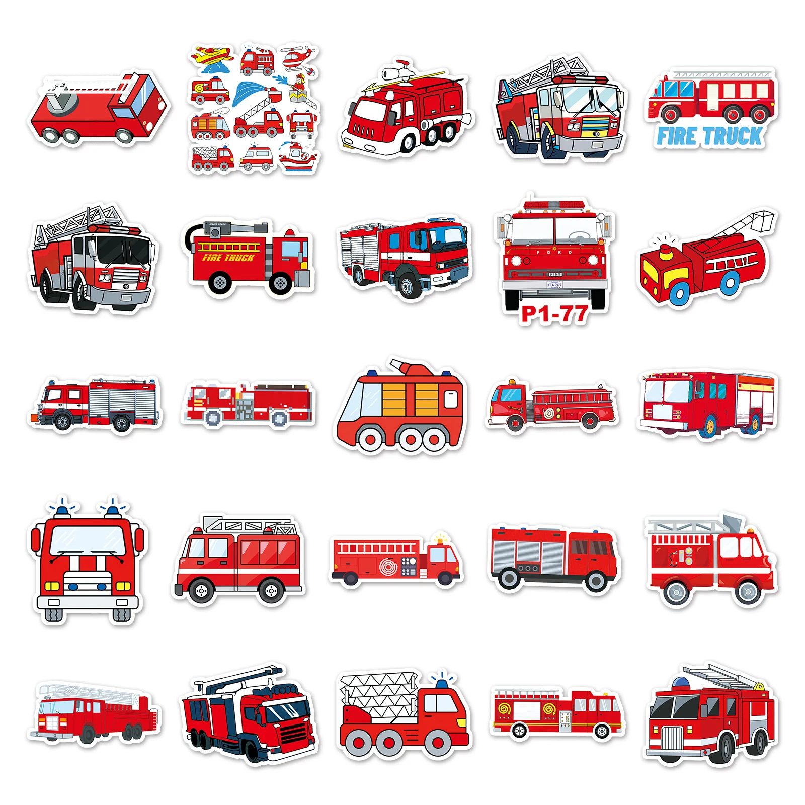 50PCS Fire Truck Vinyl Sticker - Laptop Original Accessories 评论和价格