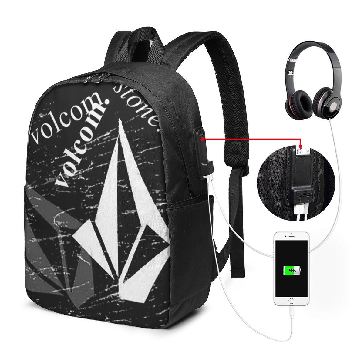 V-Volcom Logo Backpack Travel  - Laptop Bag 评论和价格